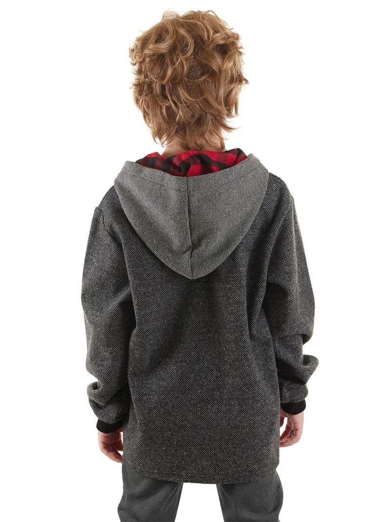 Denokids Checked Dino Boy Anthracite Hoodie